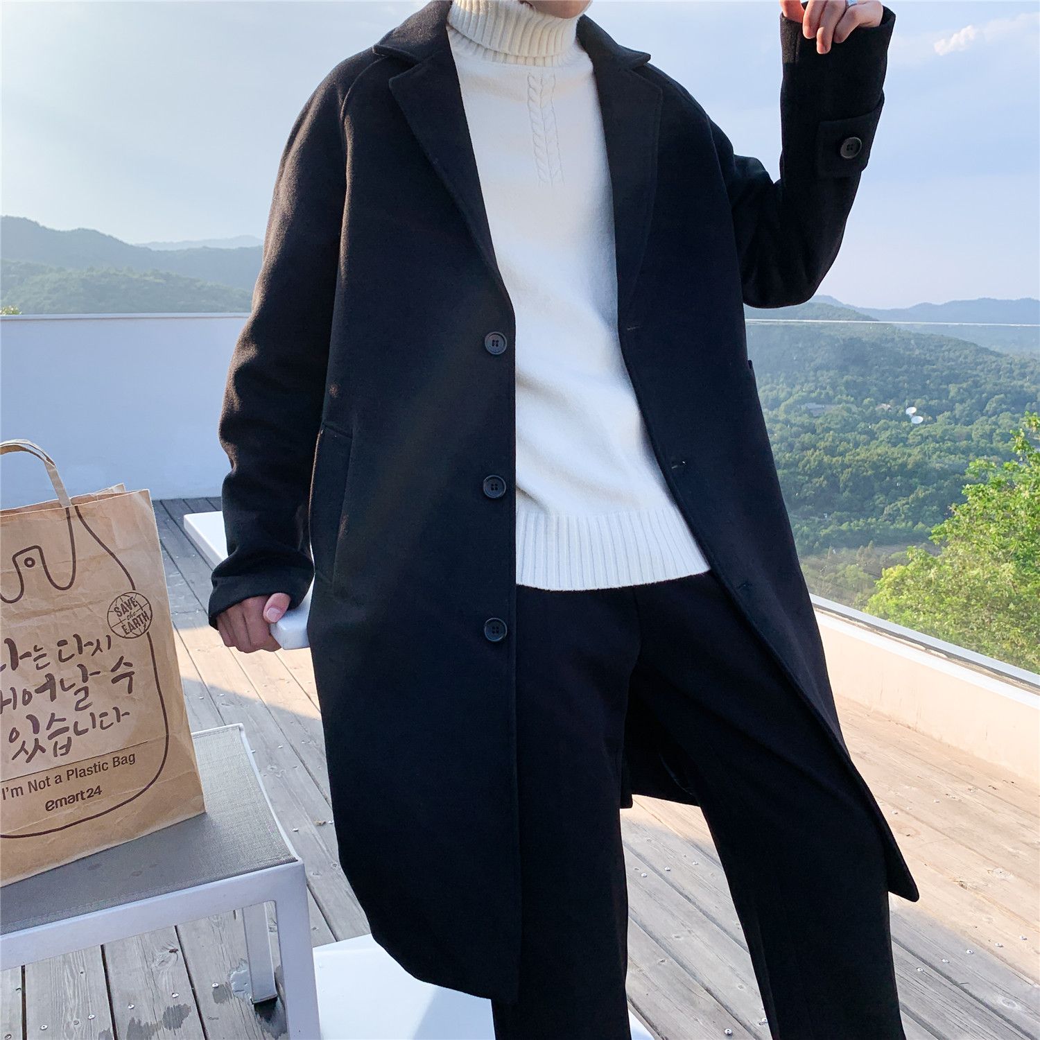 Wool Blend Coat Grey Mans Clim - Outdoor Adventure Hobbies recension och pris