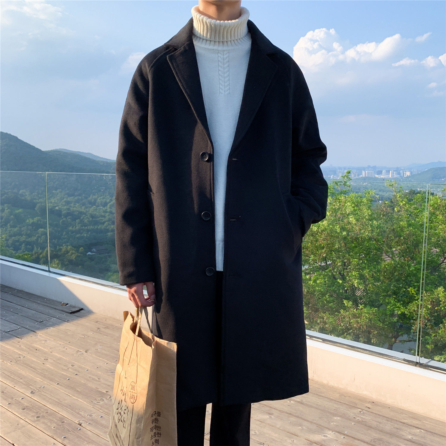Wool Blend Coat Grey Mans Clim - Outdoor Adventure Hobbies recension och pris